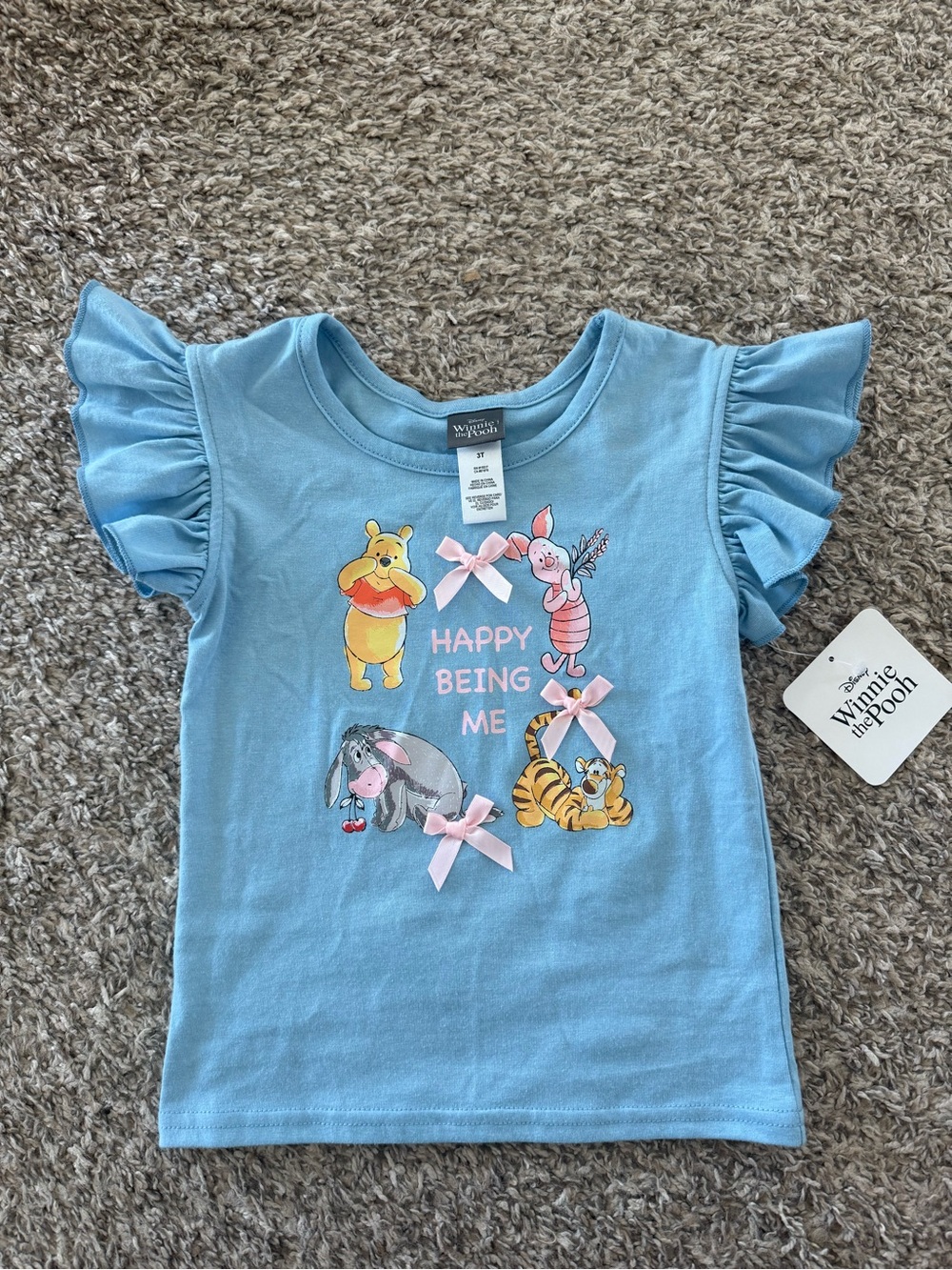 Disney Winnie the Pooh "Happy Being Me" Ruffle Sleeve Tee